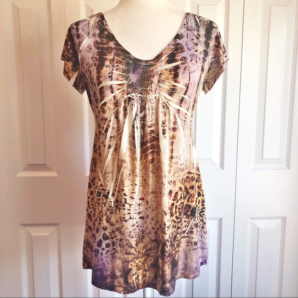 Unity World Wear Tie Dye Animal Print Tunic Top MP